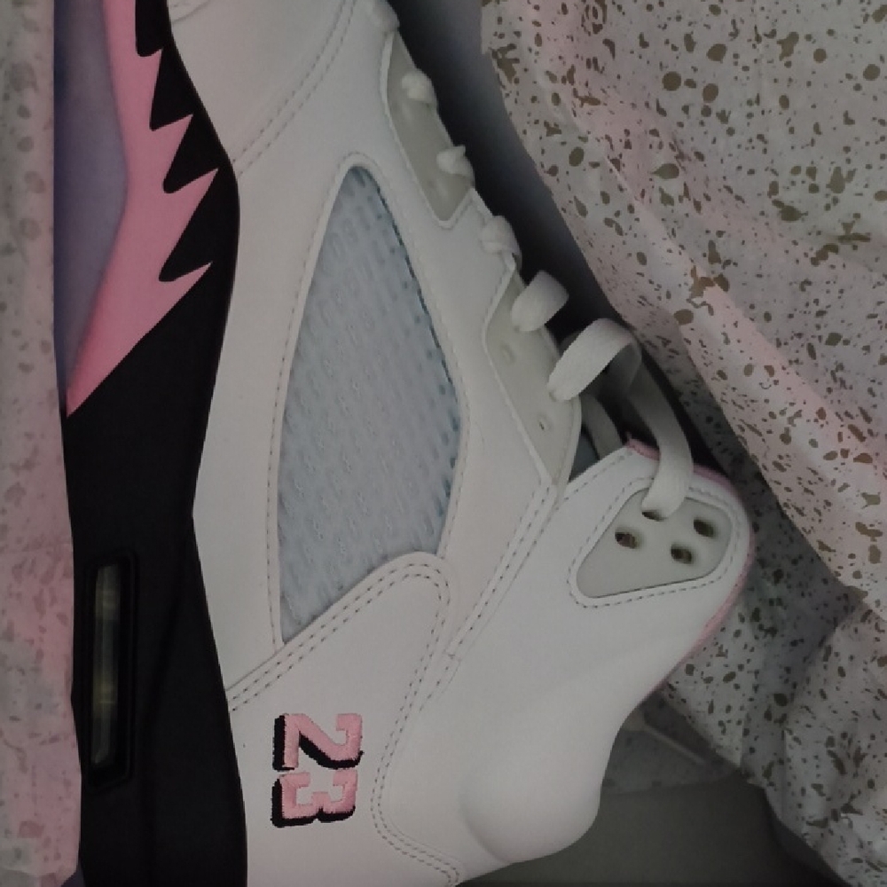 Women's White and Pink Sneakers